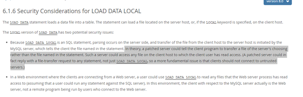 MySQL,Server服务器,LOAD DATA LOCAL,漏洞防御,渗透思维