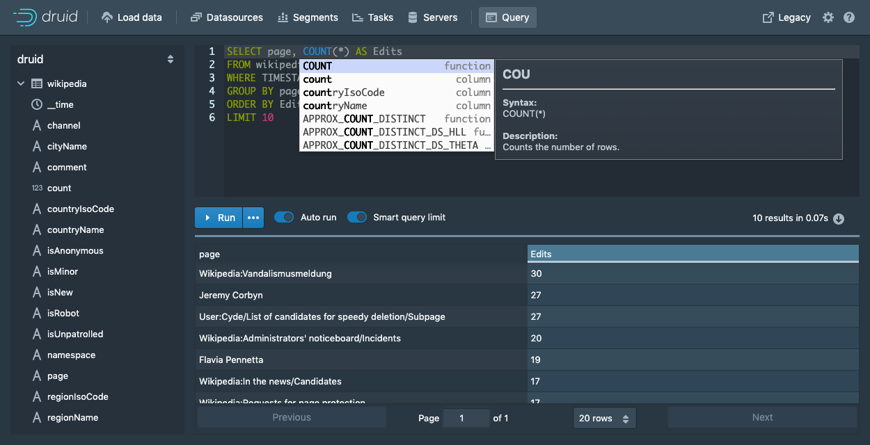 Druid SQL,Druid查询,Druid数据查询,Druid dsql