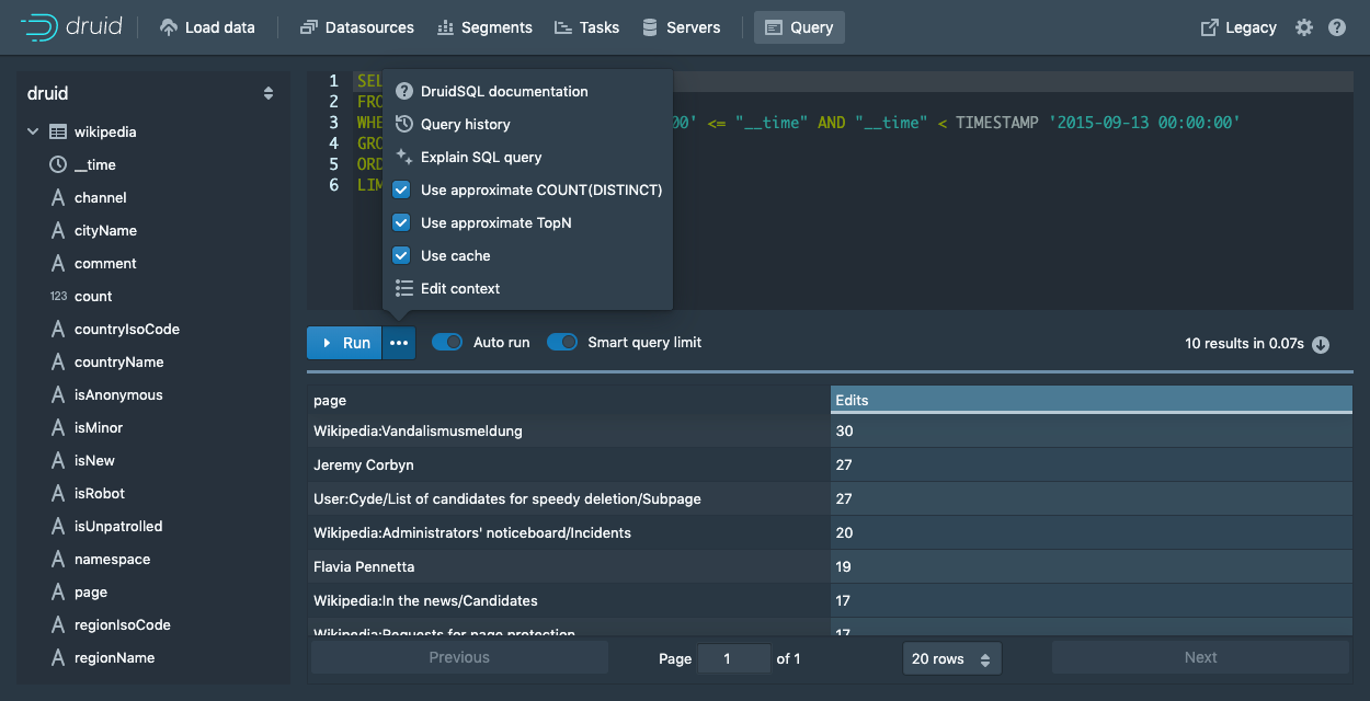 Druid SQL,Druid查询,Druid数据查询,Druid dsql