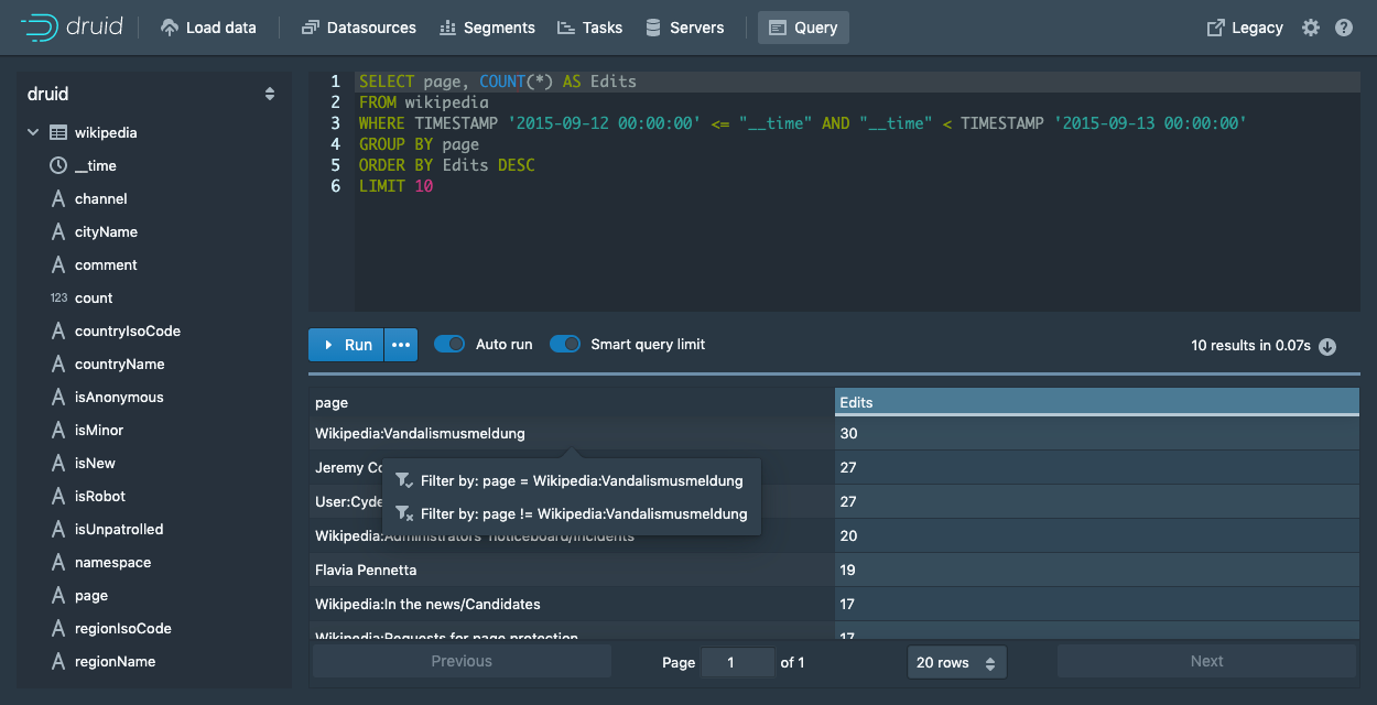 Druid SQL,Druid查询,Druid数据查询,Druid dsql